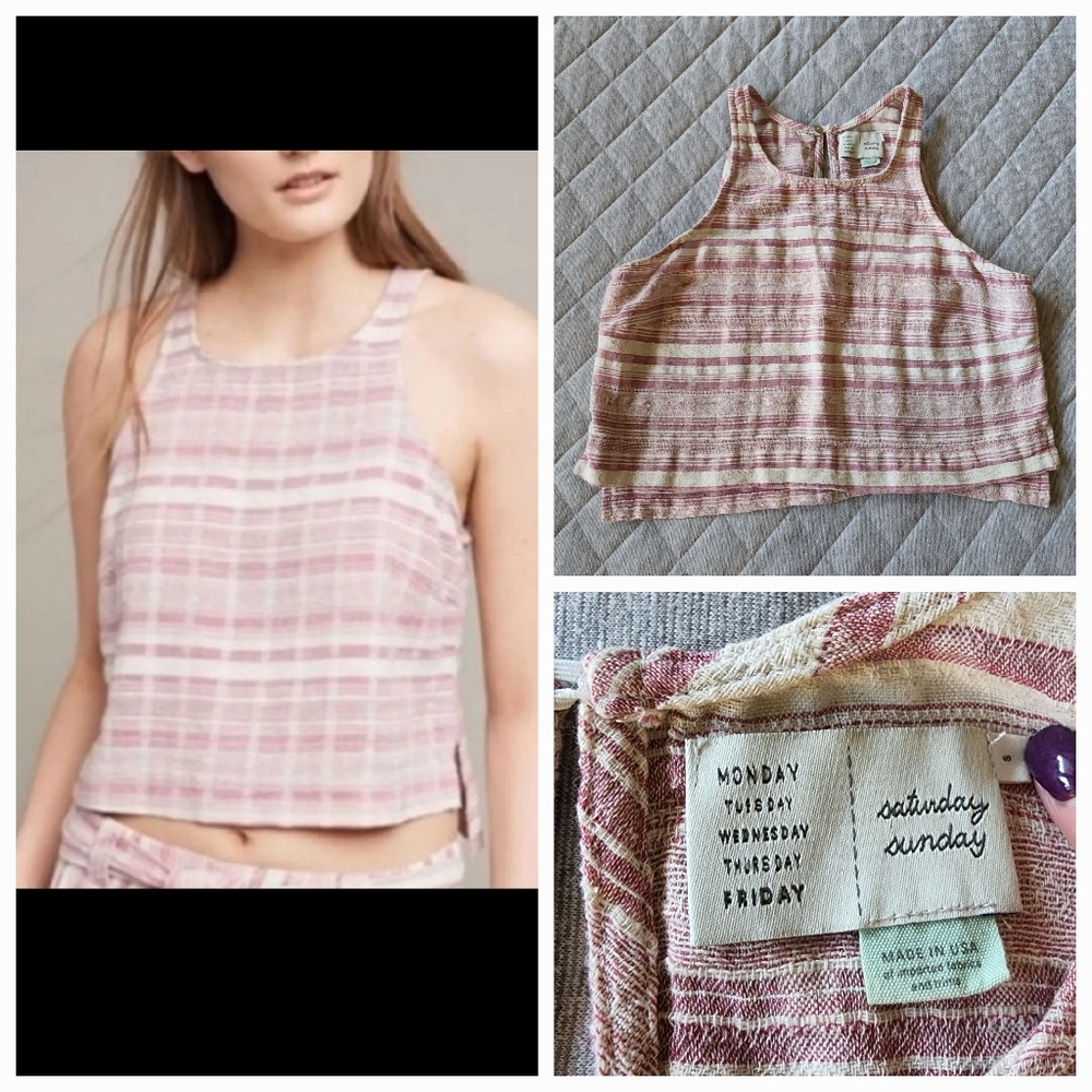 ⭐4/$20 Anthro Saturday Sunday Striped Crop Top Small
